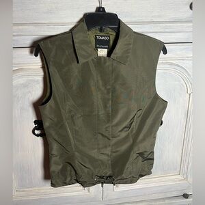 Vintage Y2K Tomaso Stefanelli Olive‎ Green Utility Vest Italian Minimalist